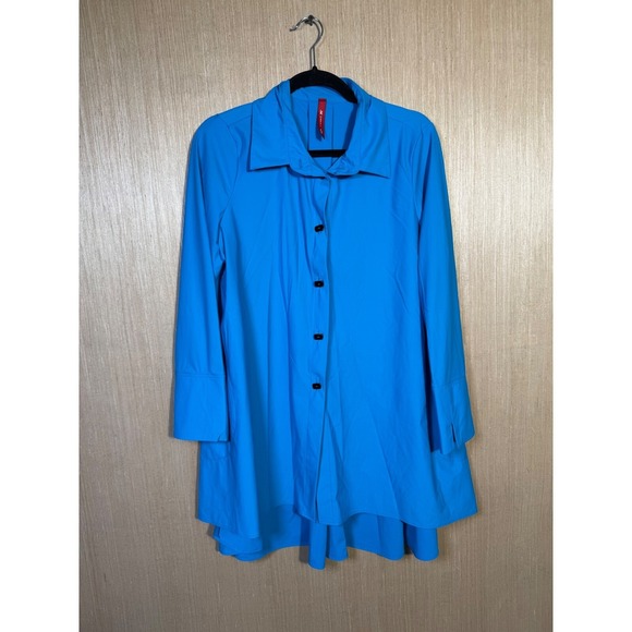 ic by Conie K Women's Blue Button Down Tunic Dress - Small Made in USA - Picture 1 of 5